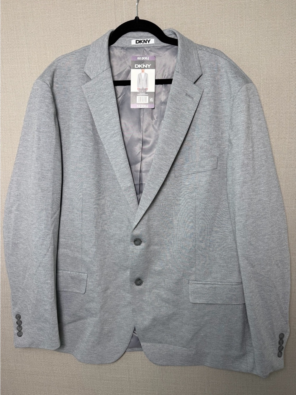 NWT DKNY Men’s Travel Knit Blazer Gray Modern Fit Sport Coat Jacket 52 XXL